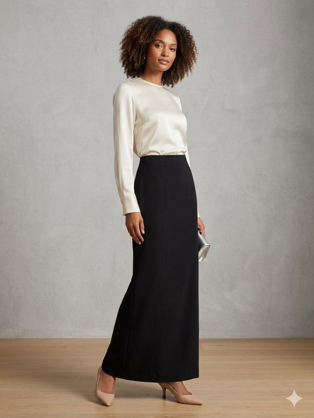 Eddie Bauer Wool Black Long Pencil Skirt